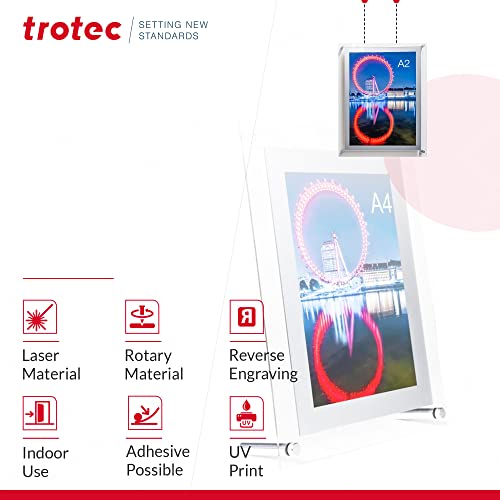 Trotec | גיליון אקרילי יצוק ברור | 4 PCS | 23.75 x11.75 x1/8 | גיליון פרספקס אקרילי שקוף עם נייר מגן | לשילוט, פרויקטים
